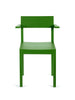 View straight from the front. Green and minimalistic dining chair on a white background.