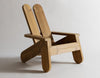 A outdoor lounge chair made from strong, heat treated pine. White background. View from the front and side.
