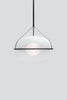 Product photo. A large and elegant spherical suspension light on a white background.