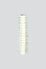 Decorative cylindrical light fixture with green accents on a gray background