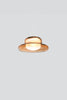 Modern pendant light with amber glass finish on a white background.