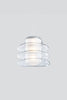 Modern pendant light with glass shades on a white background