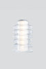 Modern pendant light with glass shade on a white background