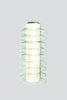 Modern pendant light with cylindrical design on a gray background