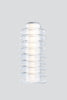 Modern pendant light with cylindrical design on a gray background