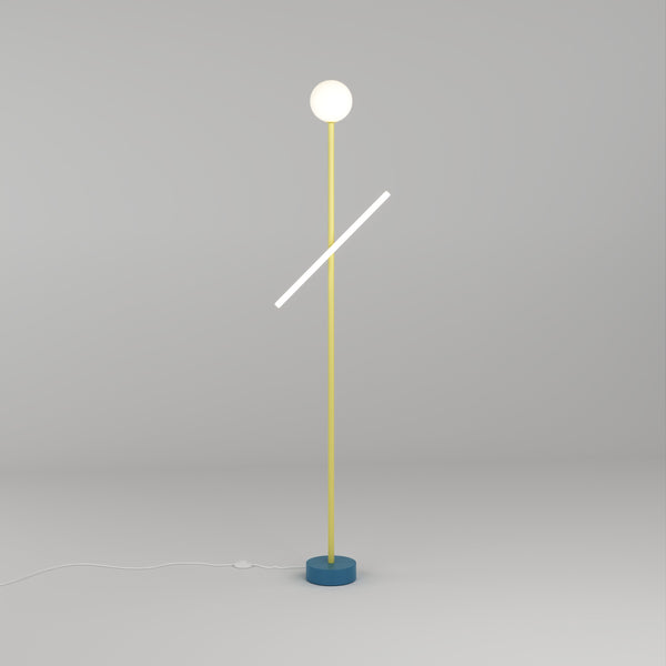 Tube and globe floor lamp