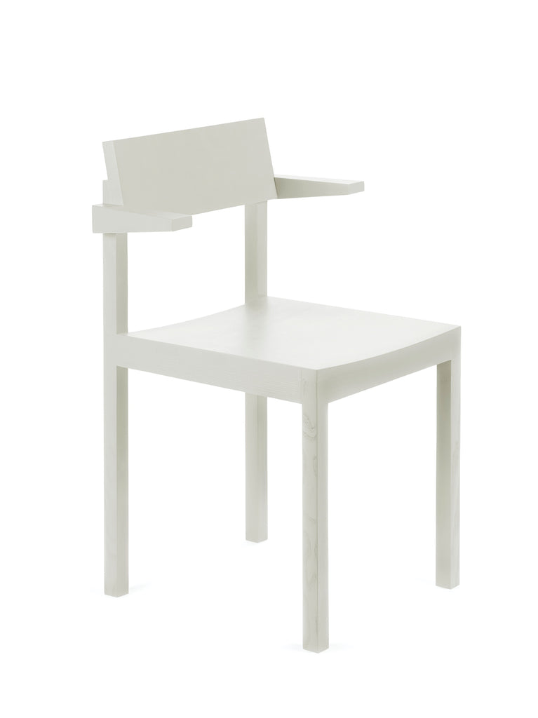 Cut out product. White dining chair on a white background.