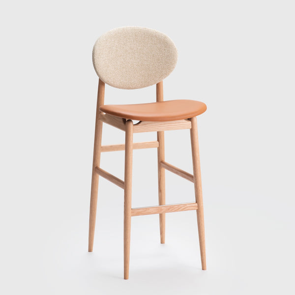 Outline Barstool / Oak - Leather - Fabric