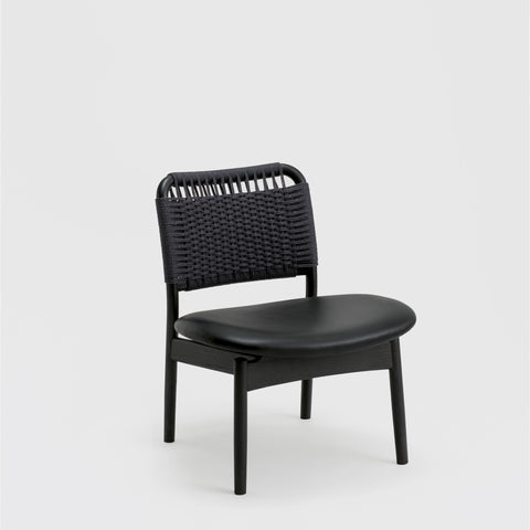 Saga Low Chair / Sumi Ash - Paper Cord - Leather Seat